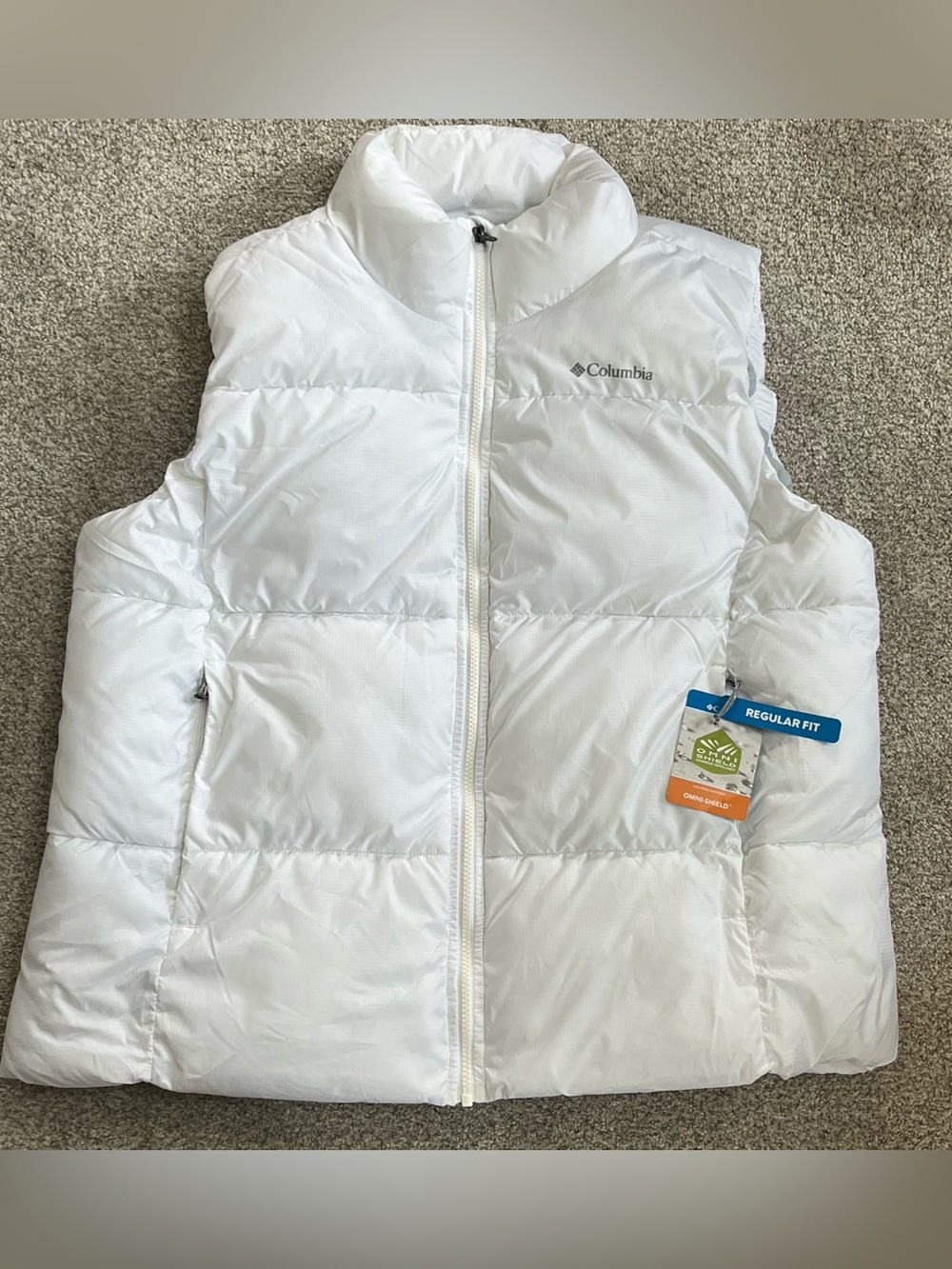 Columbia Omni-Shield Puffer Vest Insulated Full Zip Pockets Women 1X White